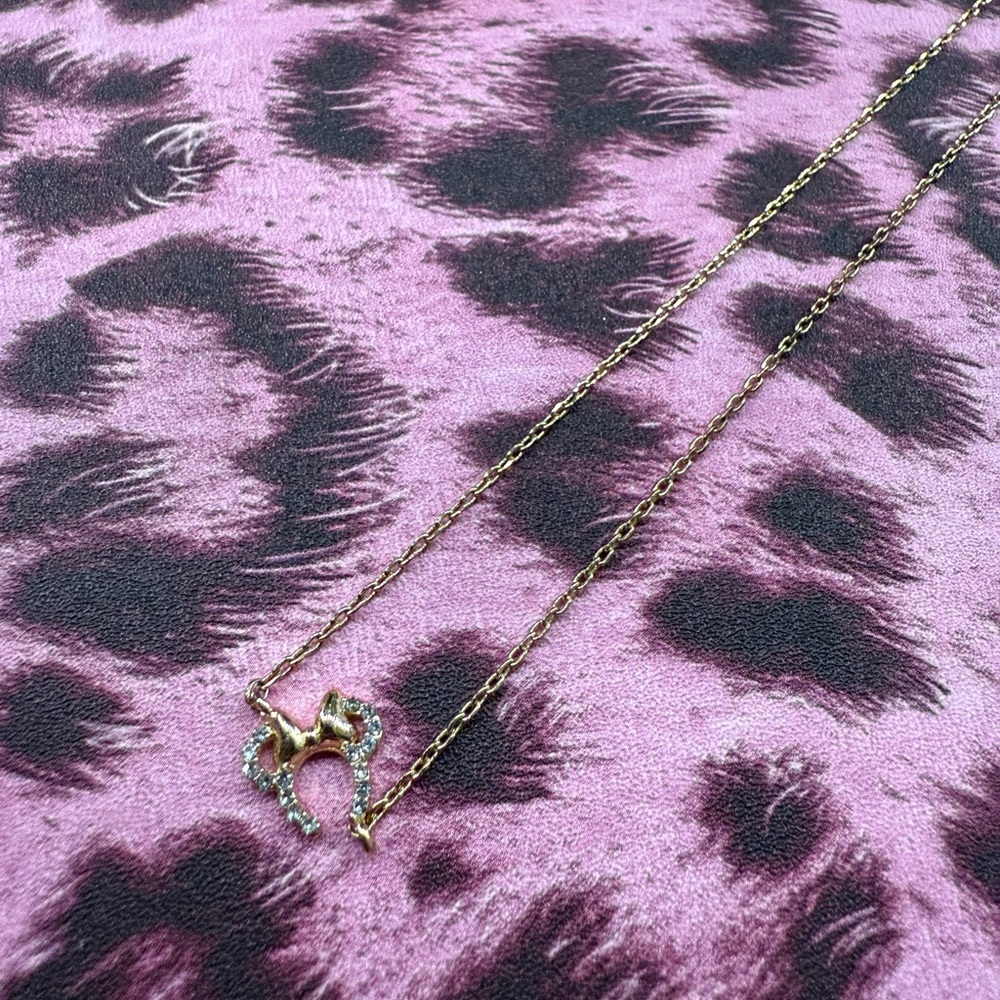 Disney Baublebar Gold Minnie Mouse Necklace with Crystal Accents